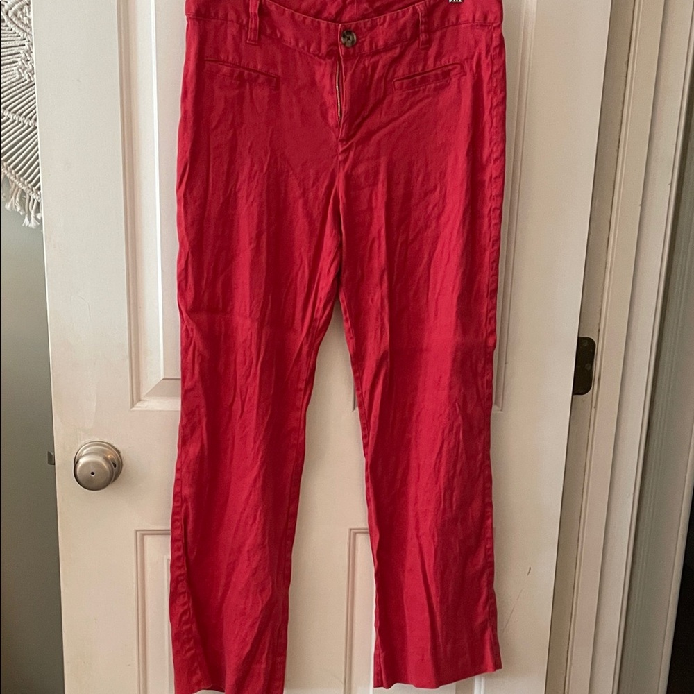 CAbi Cherry Red Linen Trousers